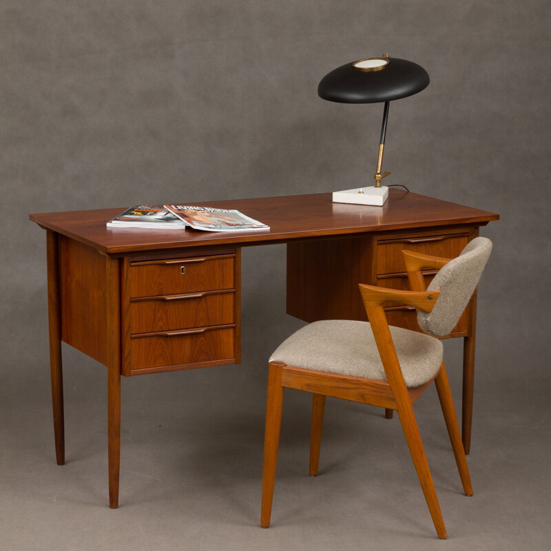 Danish vintage teak desk with 6 drawers,1960