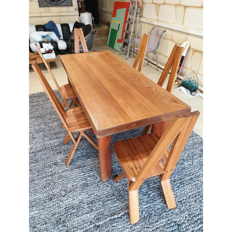 Vintage dining table by Charlotte Perriand and René Martin,1970