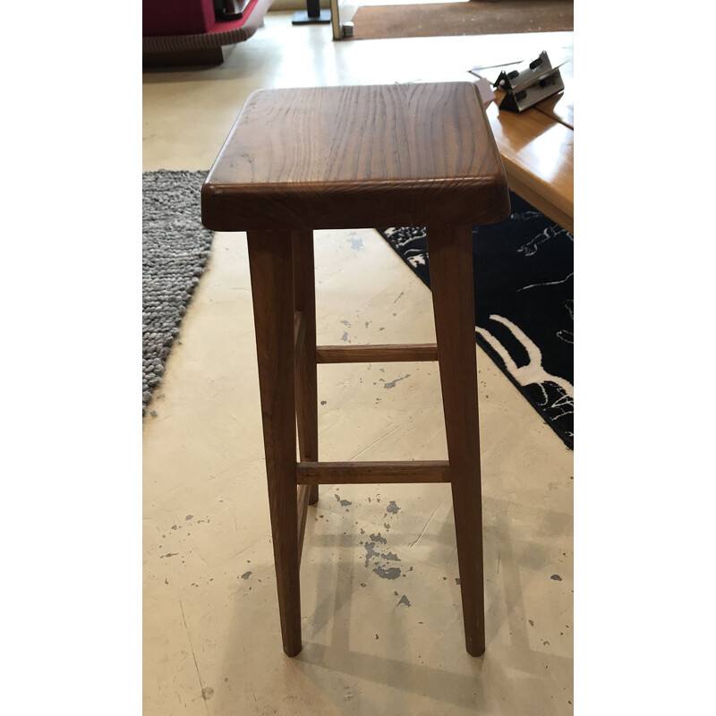 Vintage S01C stool by Pierre Chapo in solid elm 1970