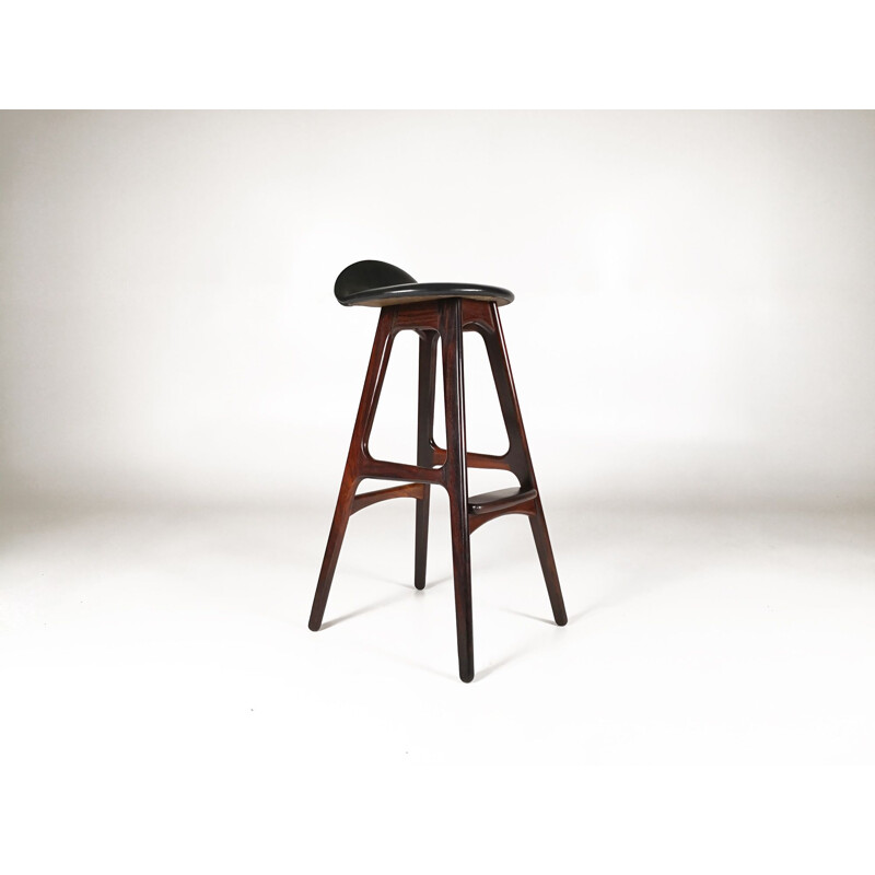 Suite of 4 vintage O.D 61 stools for Oddense Maskinsnedkeri A-S in rosewood and leather