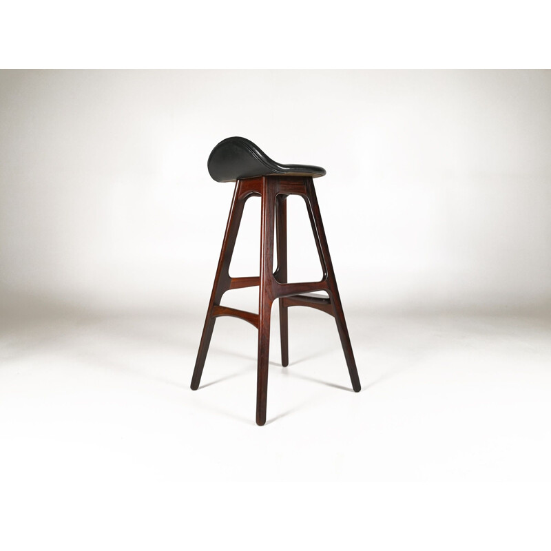 Suite of 4 vintage O.D 61 stools for Oddense Maskinsnedkeri A-S in rosewood and leather