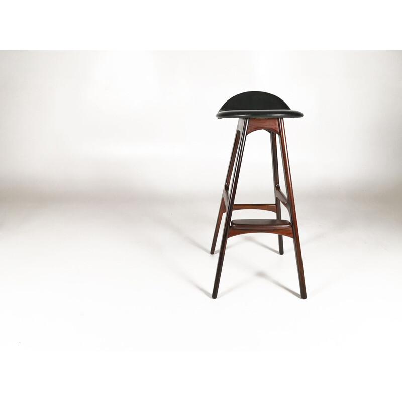 Suite of 4 vintage O.D 61 stools for Oddense Maskinsnedkeri A-S in rosewood and leather