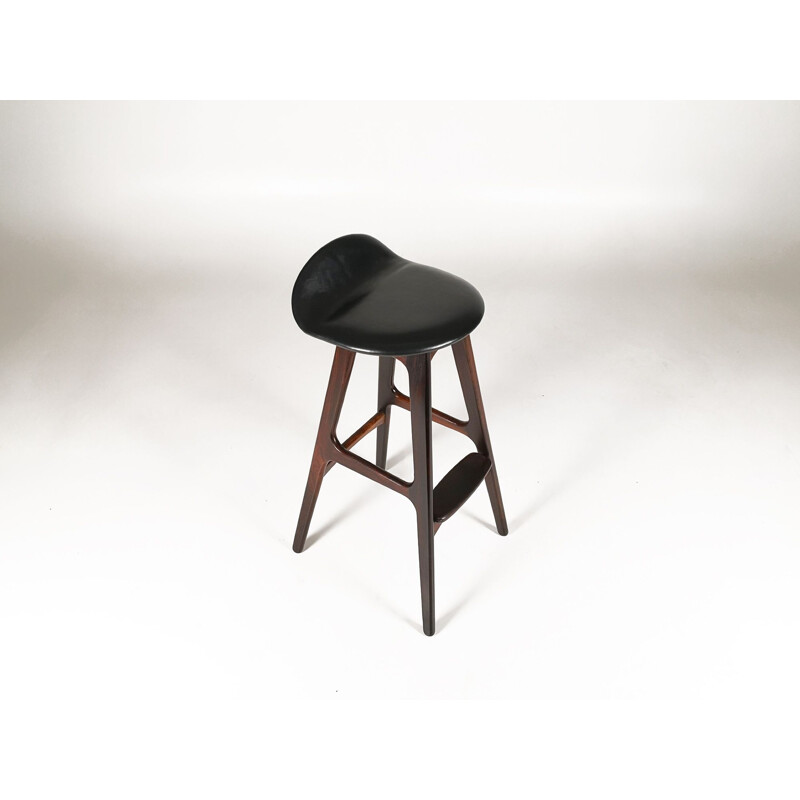 Suite of 4 vintage O.D 61 stools for Oddense Maskinsnedkeri A-S in rosewood and leather