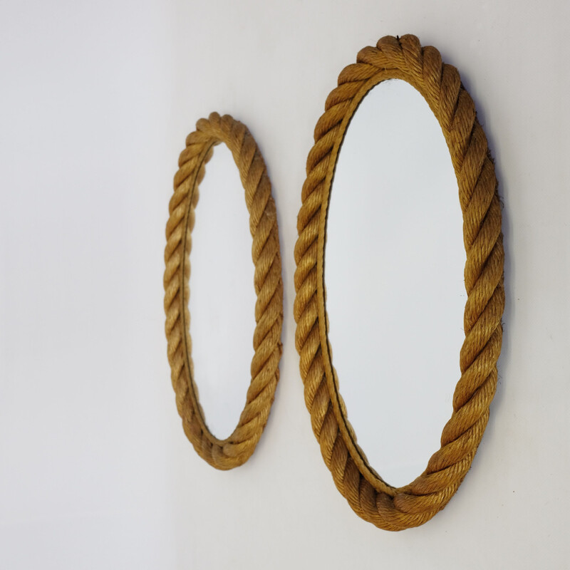 Pair of vintage mirrors in rope and oval shape 1950