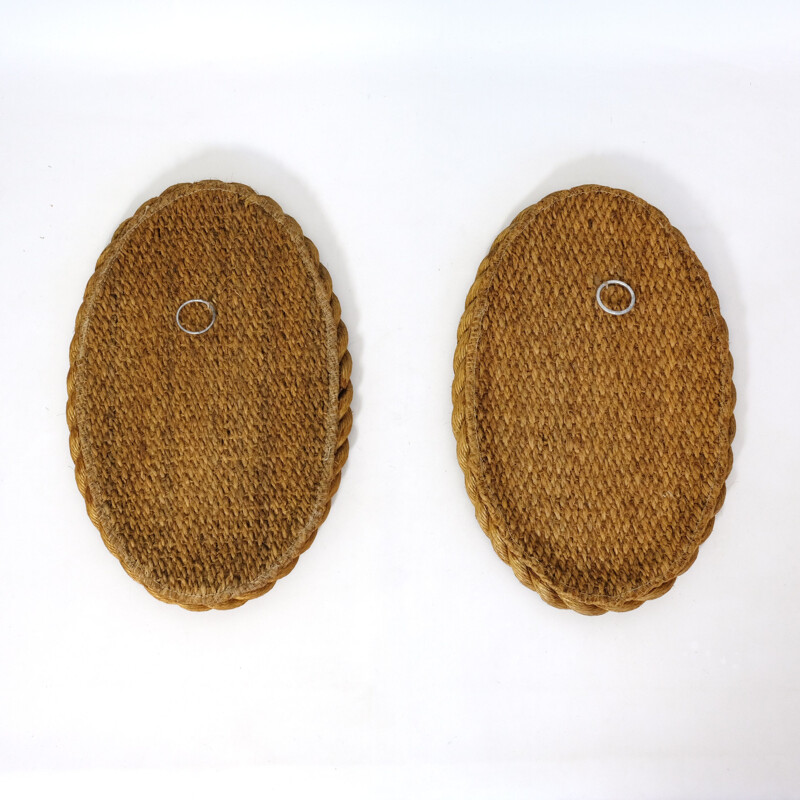 Pair of vintage mirrors in rope and oval shape 1950