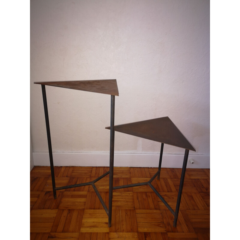 2 tables d'appoint vintage isocèles,1950