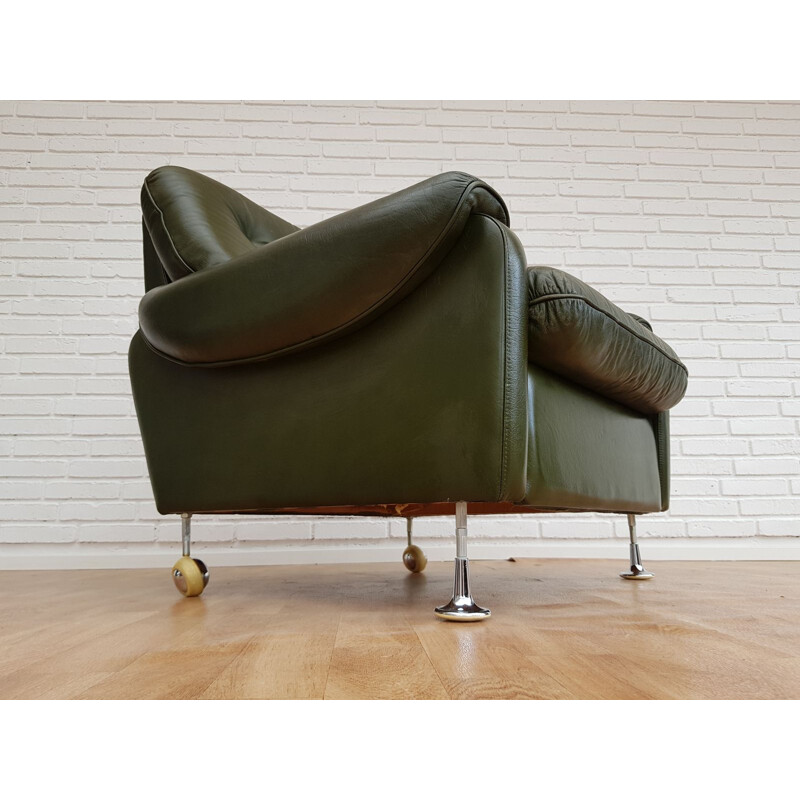 Chaise longue danoise vintage en cuir des années 70