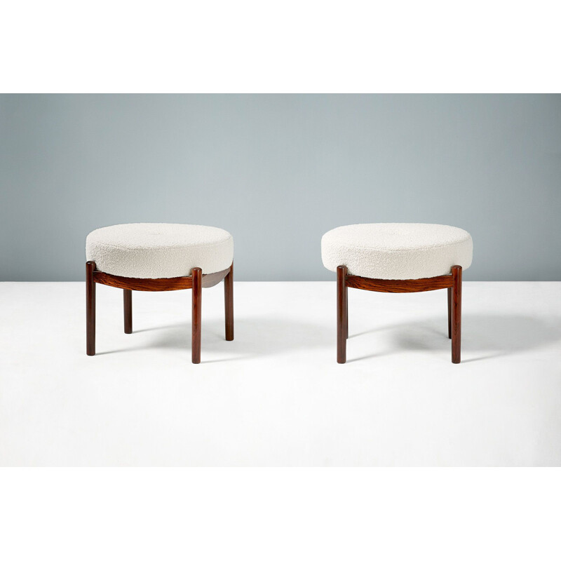 Pair of vintage Round Danish rosewood ottomans