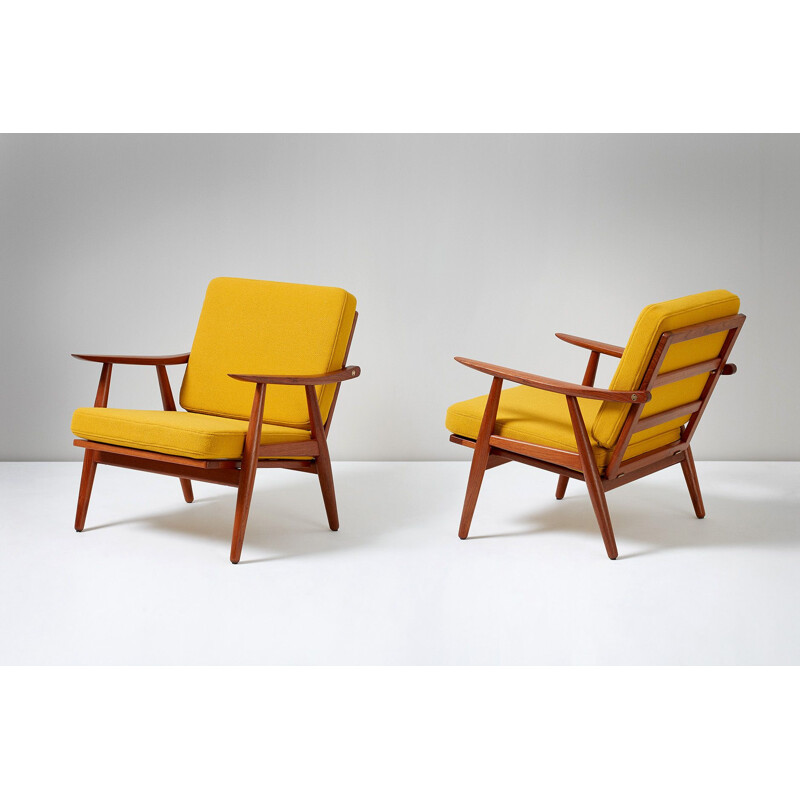 Pair of vintage Hans Wegner GE-270 teak lounge chairs