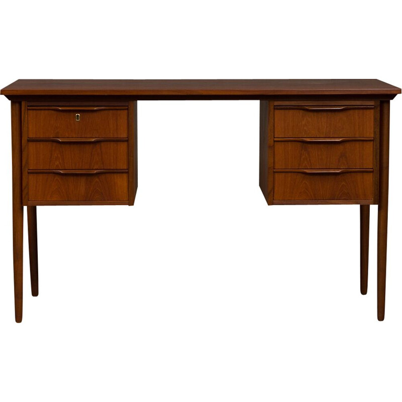 Bureau vintage Danois en teck avec 6 tiroirs,1960