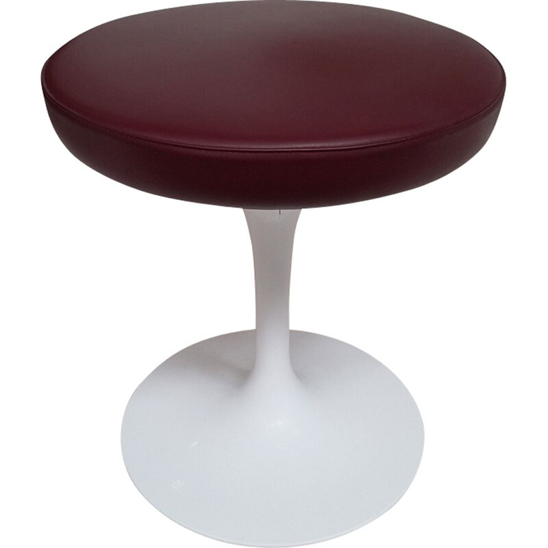 Tulip vintage stool for Knoll Studio in white aluminum cast iron and purple leather