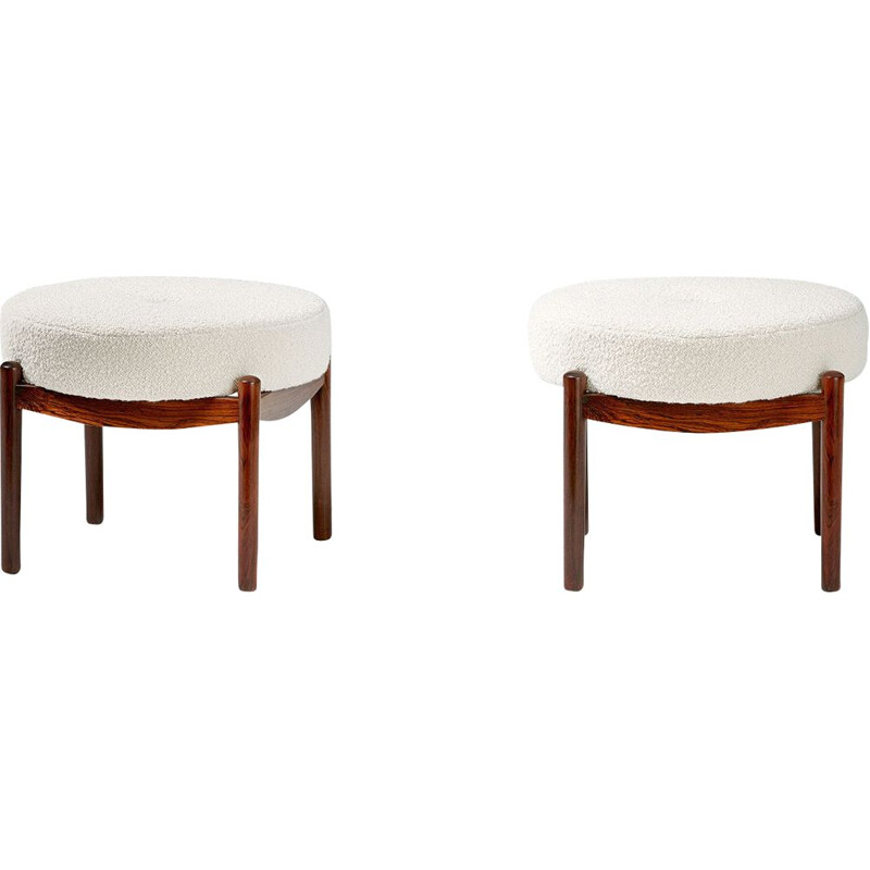 Pair of vintage Round Danish rosewood ottomans
