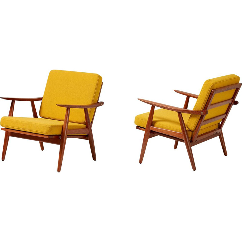 Pair of vintage Hans Wegner GE-270 teak lounge chairs