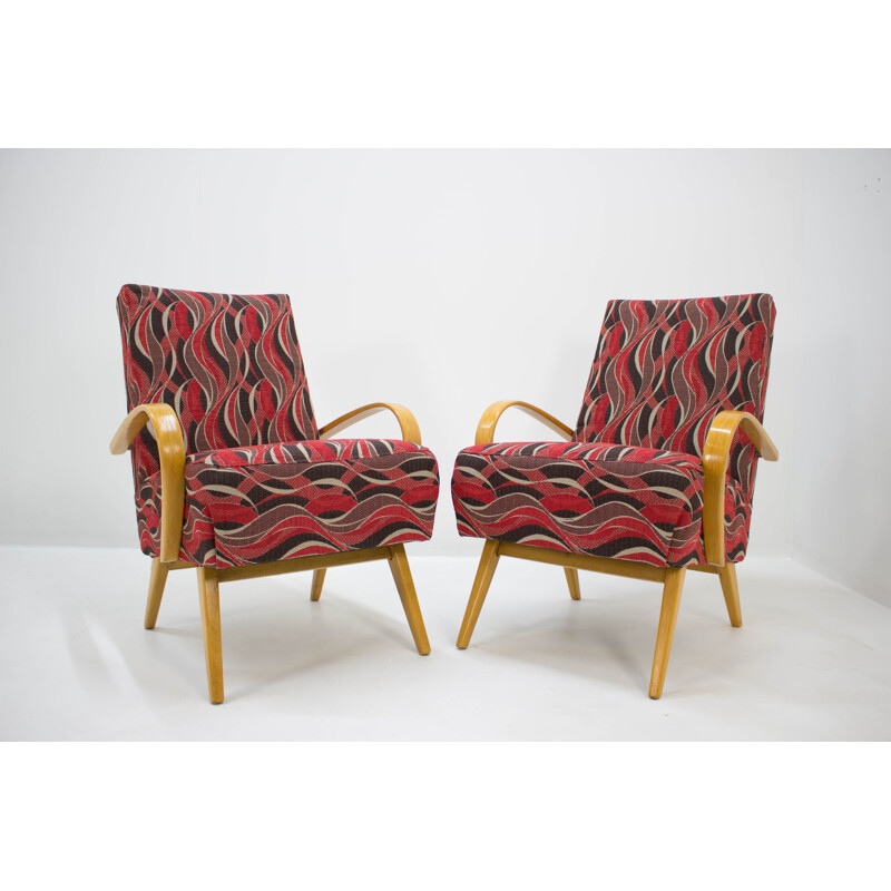 Pair of vintage armchairs by Jaroslav Smidek for Ton, Czechoslovakia 1958