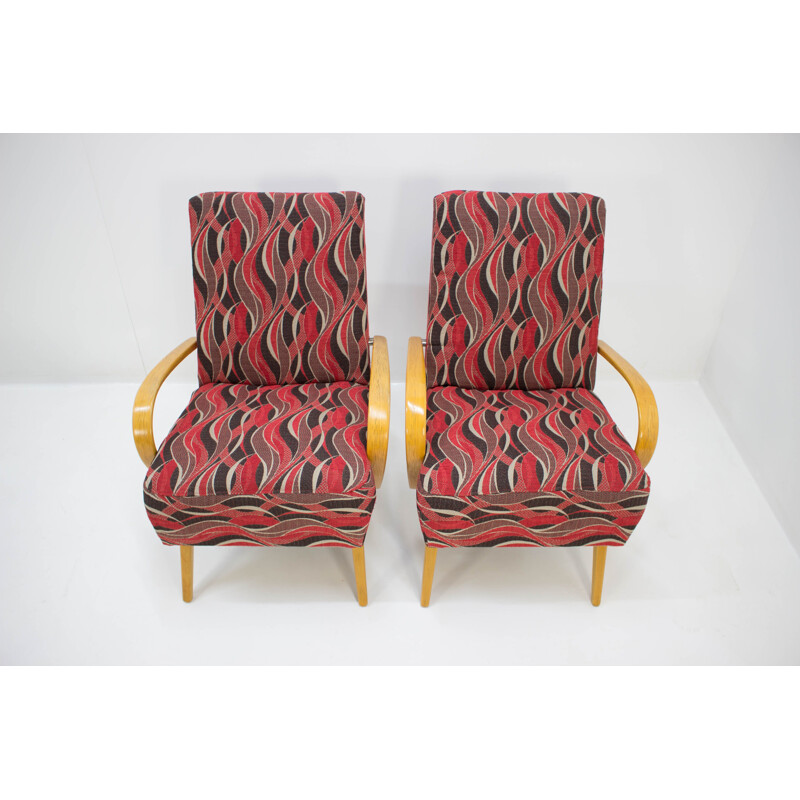 Paar vintage fauteuils van Jaroslav Smidek voor Ton, Tsjechoslowakije 1958