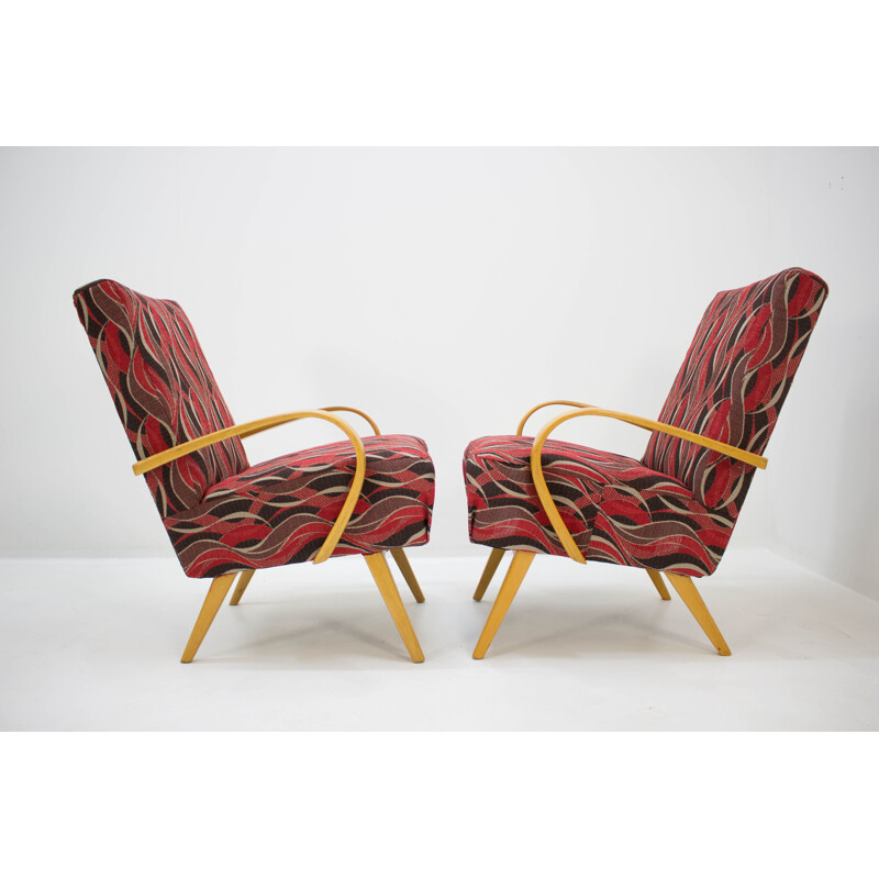 Pair of vintage armchairs by Jaroslav Smidek for Ton, Czechoslovakia 1958