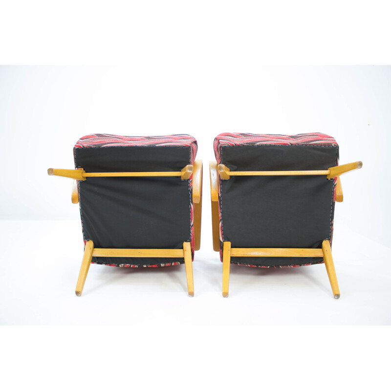 Paar vintage fauteuils van Jaroslav Smidek voor Ton, Tsjechoslowakije 1958
