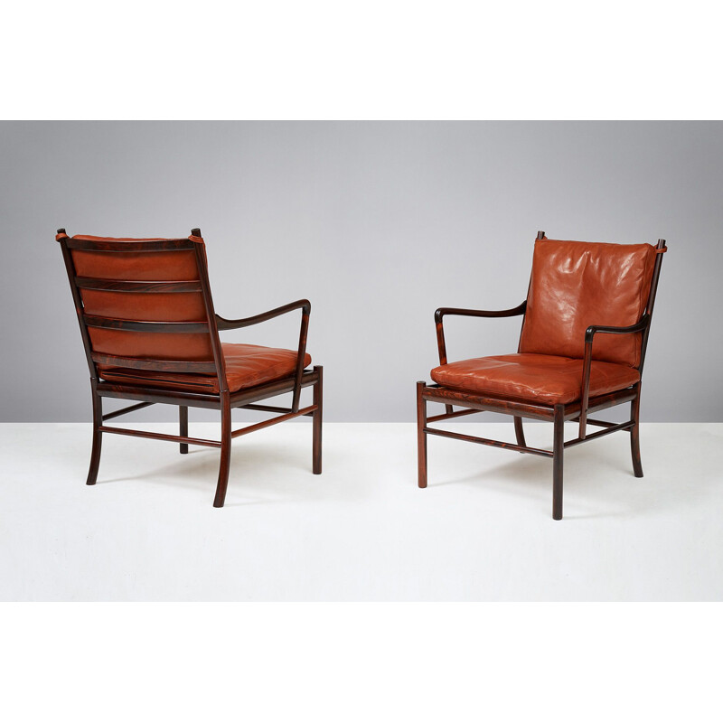 Paire de fauteuils Coloniaux vintage PJ-149 en palissandre par Ole Wanscher pour Poul Jeppesen 1949