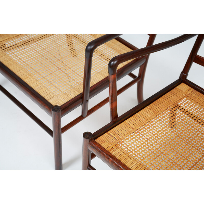 Paire de fauteuils Coloniaux vintage PJ-149 en palissandre par Ole Wanscher pour Poul Jeppesen 1949