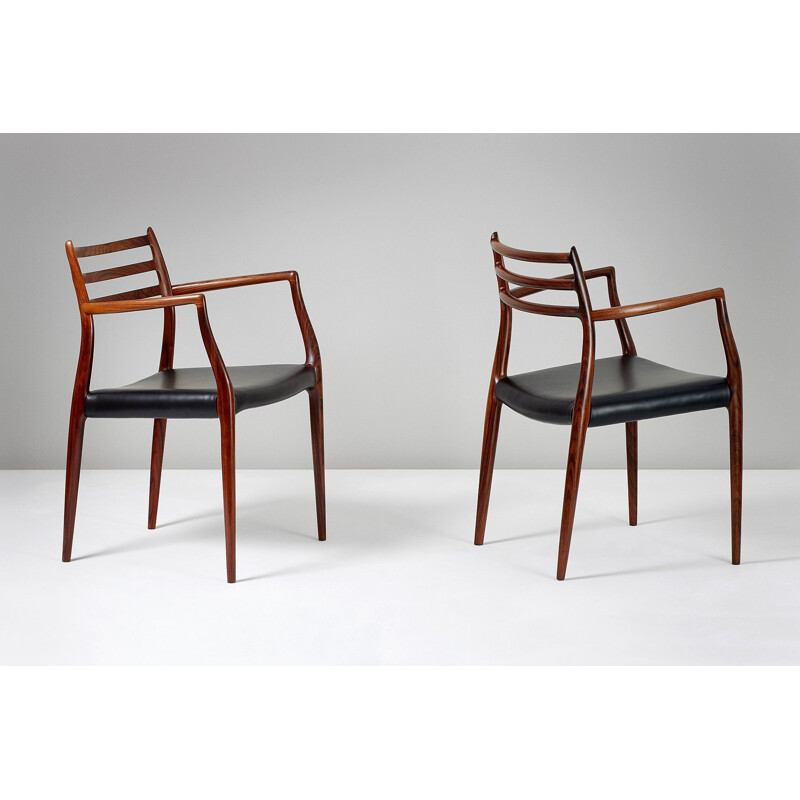 Paire de fauteuils vintage Model 62 en palissandre par Niels Moller pour J.L. Moller Mobelfabrik 1962