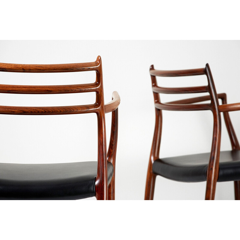 Pair of vintage armchairs Model 62 in rosewood by Niels Moller for J.L. Moller Mobelfabrik 1962