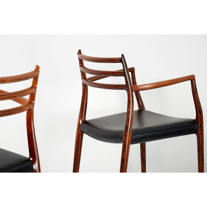 Paire de fauteuils vintage Model 62 en palissandre par Niels Moller pour J.L. Moller Mobelfabrik 1962