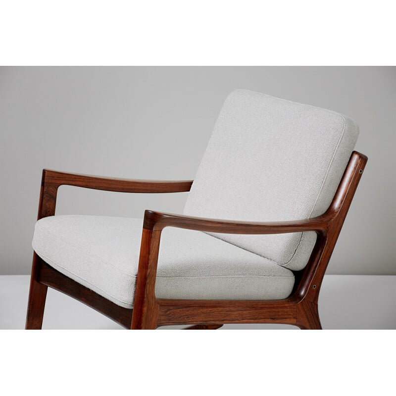 Vintage rocking chair Senator in rosewood by Ole Wanscher for France & Son 1960s