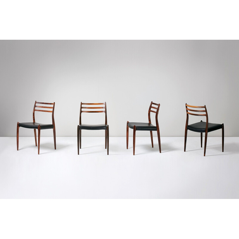 Set of 8 vintage dining chairs model 78 in rosewood Niels Moller for J.L. Moller Mobelfabrik 1962