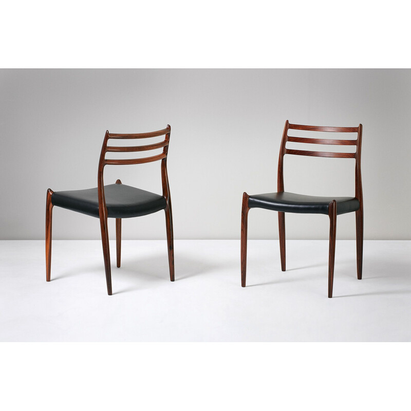 Set of 8 vintage dining chairs model 78 in rosewood Niels Moller for J.L. Moller Mobelfabrik 1962