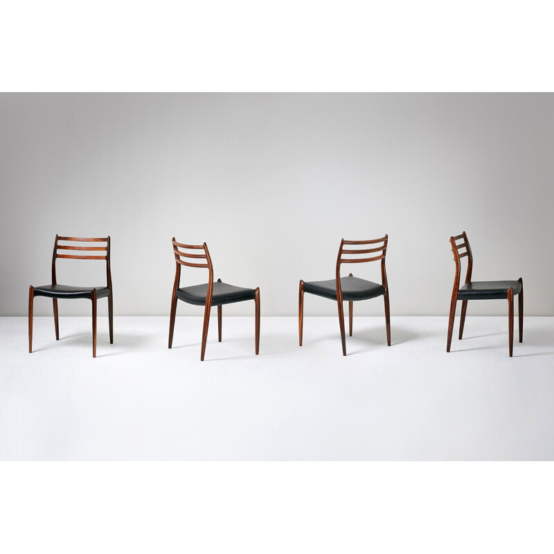 Set of 8 vintage dining chairs model 78 in rosewood Niels Moller for J.L. Moller Mobelfabrik 1962
