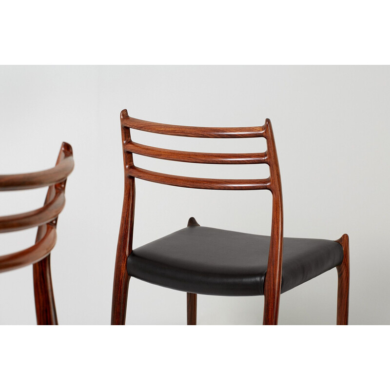 Set of 8 vintage dining chairs model 78 in rosewood Niels Moller for J.L. Moller Mobelfabrik 1962