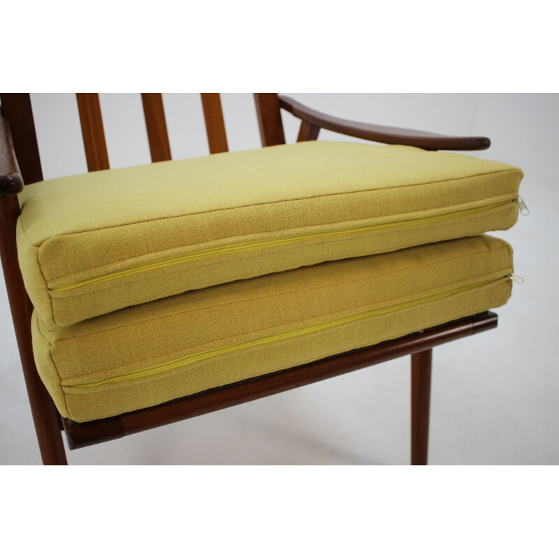 Vintage teak and yellow armchair 1960s 