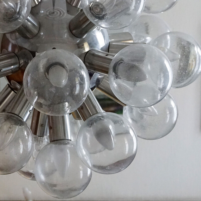 Lámpara Sputnik vintage de cromo y cristal de J. T. Kalmar