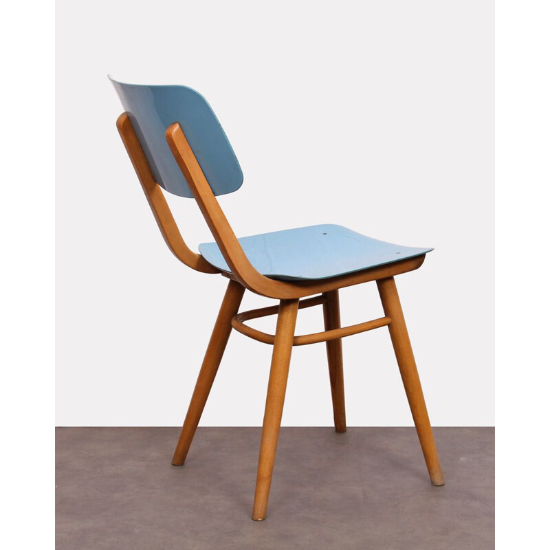 Set of 4 blue chairs for Ton 1970