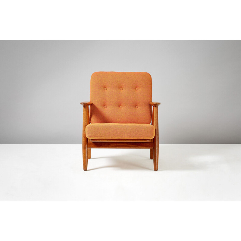 Vintage GE-240 orange oak cigar armchair by Hans J. Wegner 1955