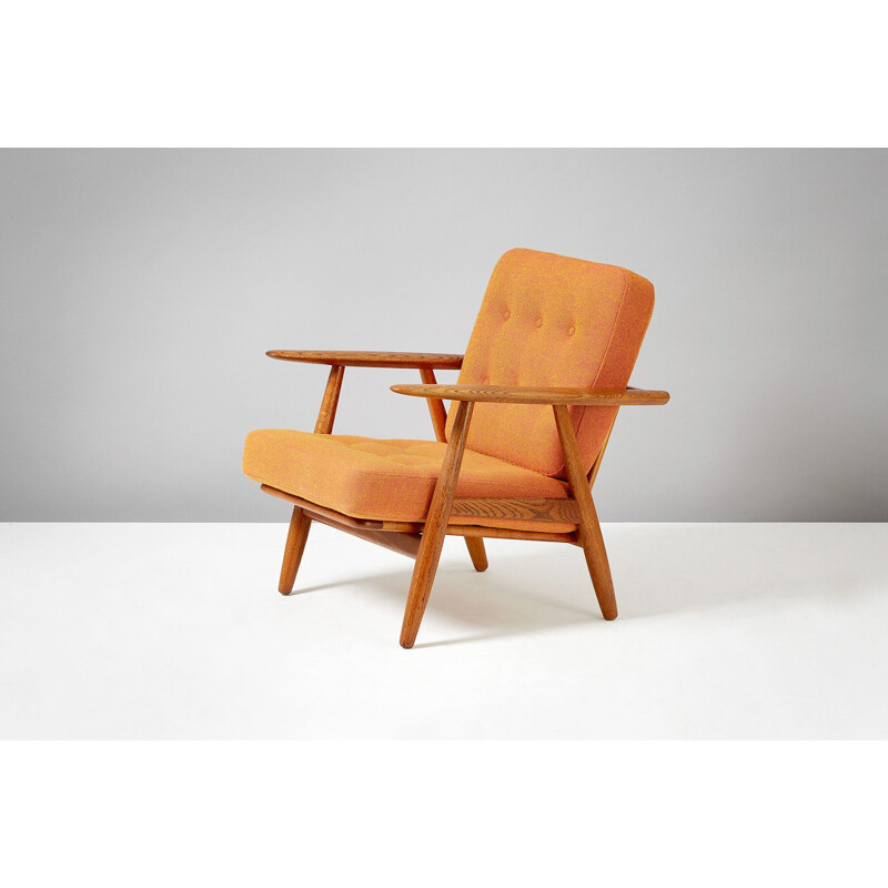 Vintage GE-240 orange oak cigar armchair by Hans J. Wegner 1955