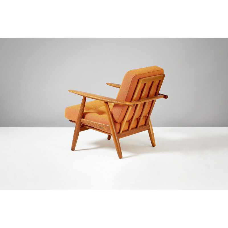 Vintage GE-240 orange oak cigar armchair by Hans J. Wegner 1955