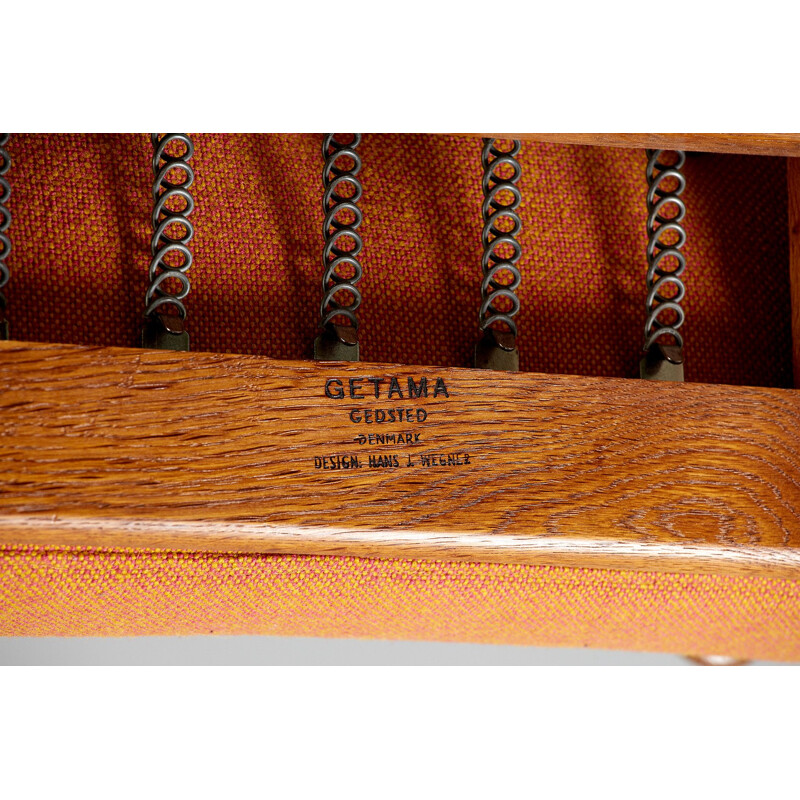 Vintage GE-240 orange oak cigar armchair by Hans J. Wegner 1955