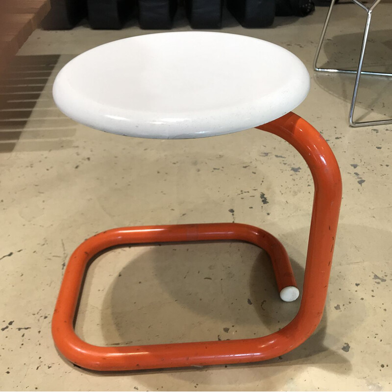 Vintage white and orange snake stool 1970