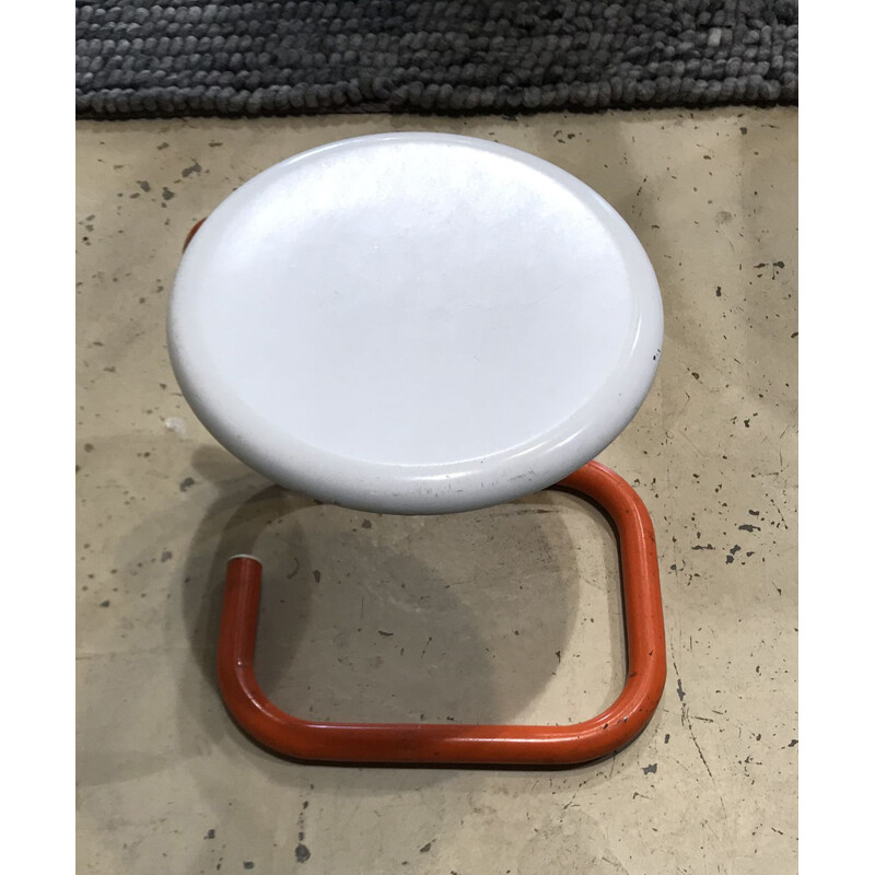 Vintage white and orange snake stool 1970