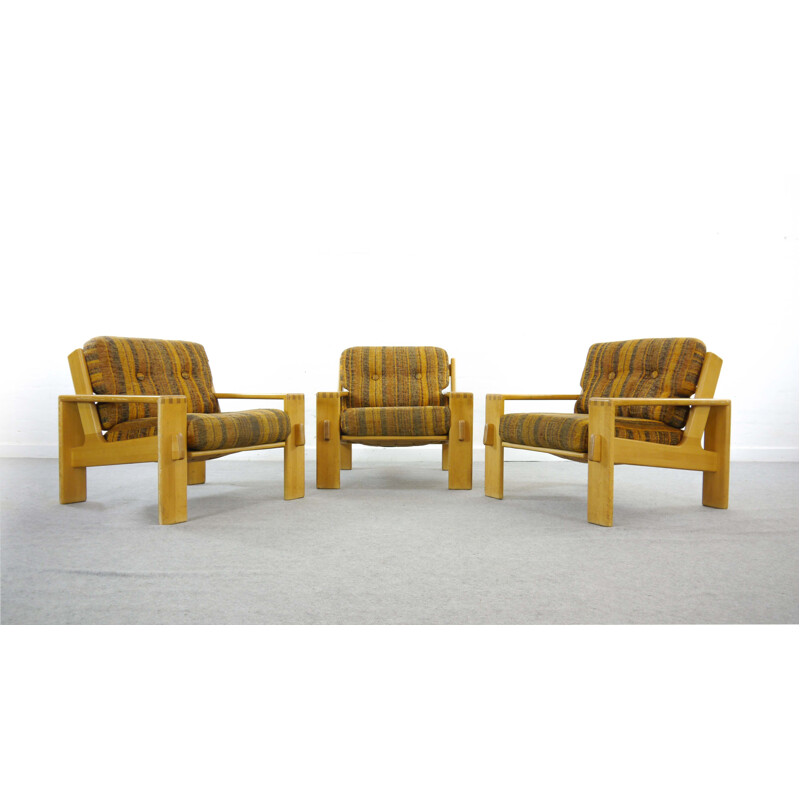 3 fauteuils vintage "Bonzana" par Esko Pajamies pour Asko, Finland,1970