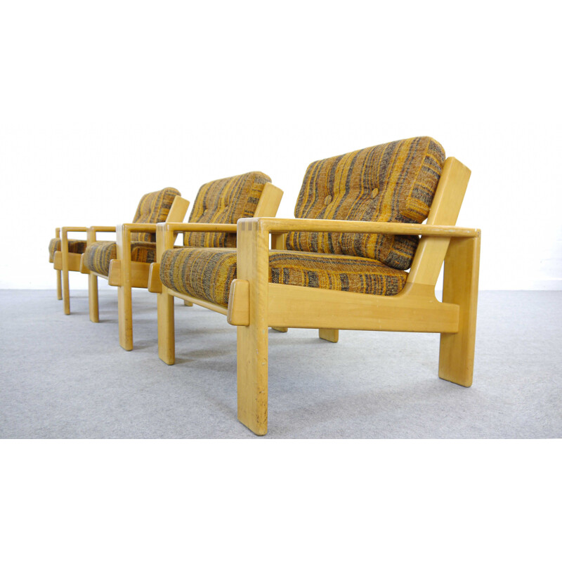 3 fauteuils vintage "Bonzana" par Esko Pajamies pour Asko, Finland,1970