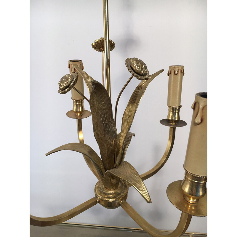 Vintage brass flower chandelier, 1970
