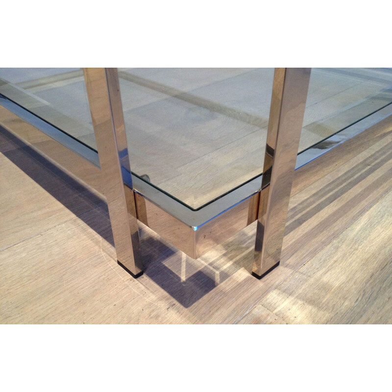 Vintage chrome and glass coffee table