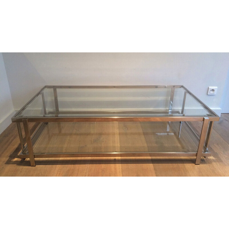 Vintage chrome and glass coffee table