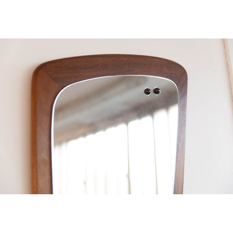 Vintage mirror asymmetrical in teak Scandinavian 1960s