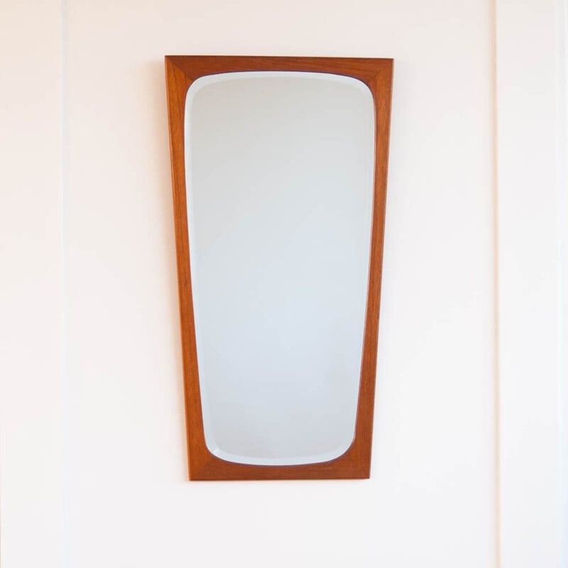 Vintage mirror flared in teak Denmark 1960s