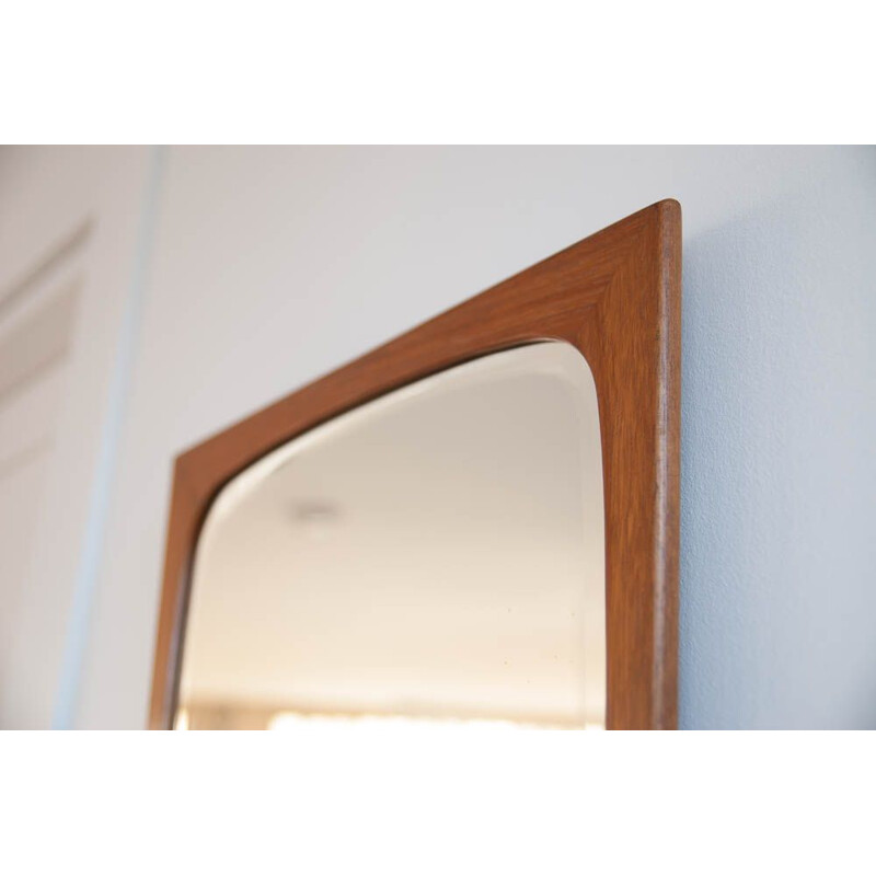 Vintage mirror flared in teak Denmark 1960s