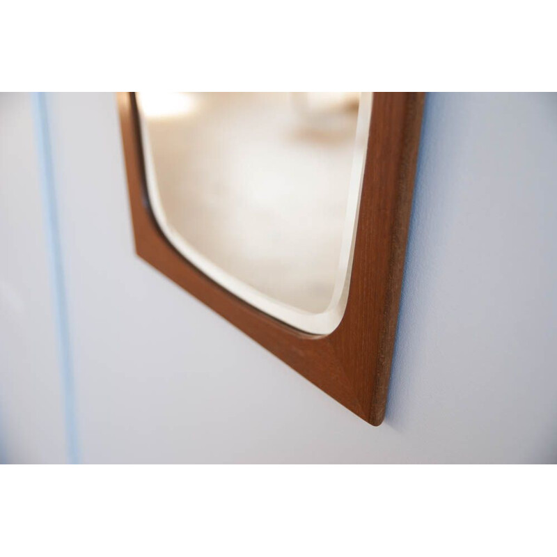 Vintage mirror flared in teak Denmark 1960s