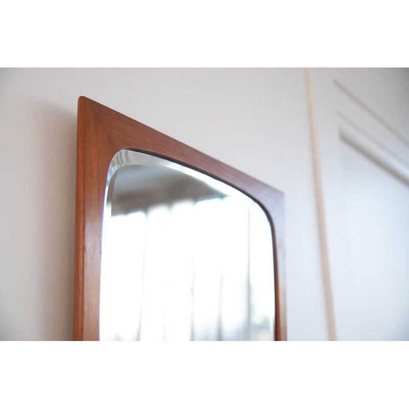 Vintage mirror flared in teak Denmark 1960s